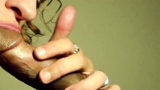 White cougar sucks the cum out of a inexperienced black dick