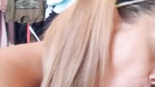 She fills my mouth with cum, delicious blowjob, hot wife