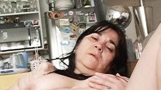 Milf eating banana and looking for my hole under my wet panties