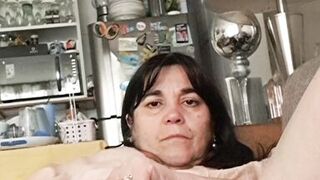 Milf eating banana and looking for my hole under my wet panties