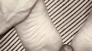 Feet, dick and ass. The hand that caresses is the same one that slaps