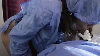 Nurse takes a sample of my semen with a blowjob