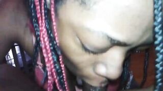 busty ebony milf gives bbc a nice wet blowjob and deepthroat