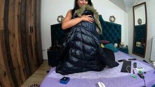 Milfycalla-i Can't Get Enough of Masturbating with This Green Fur Long Jacket 189 - 1 image