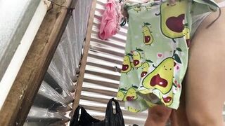 Witnessing intimate moments in the beach dressing room