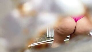 Pervert records through the outdoor dressing hole