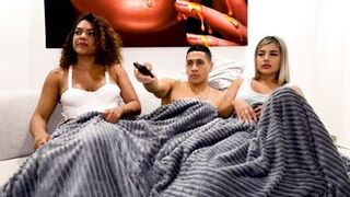 MILF Ebony fucks her blonde stepdaughter's boyfriend and ends up having a creampie threesome! Carla Morelli and Naty Delgado