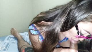 Stepmother, tired of stepfather not fucking her, goes into her stepson's room in search of cocks