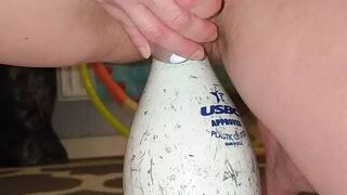 Bowling pin fucked for squirting