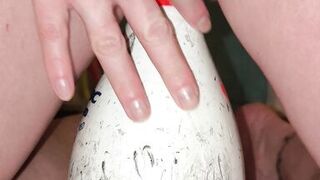 Bowling pin fucked for squirting