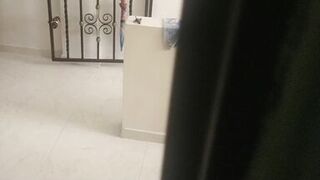 my cuckold hubby watches me being fucked by the inexperienced neighbor in the living room