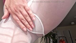 White Pantyhose Crotch Touching - 8 image