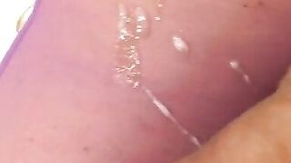 Sexy Purple Bodystocking Cumshot - 15 image