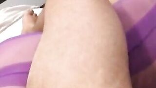 Sexy Purple Bodystocking Cumshot - 3 image