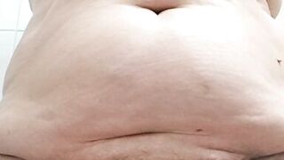 Wife cleaning her hairy pussy