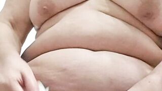 Wife cleaning her hairy pussy