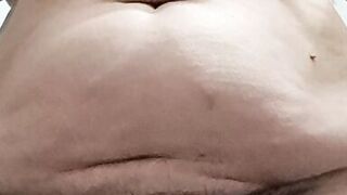 Wife cleaning her hairy pussy