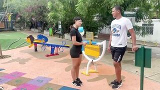 I play with a strange boy in the park on the little plane and we end up at his stepfathers' house fucking very well hl