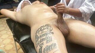 Experience an outdoor massage with my stepmom when we were left alone