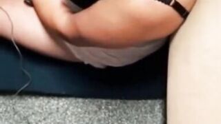 Surprise cumshot for gaming step mom