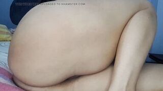 Cheating wife touches her tits on video call for her stepbrother and shows him her huge fat ass