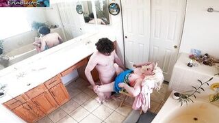 Stepson caught on camera being more than just helpful with stepmom dressing in the bathroom