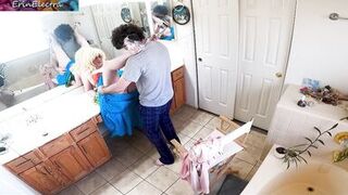 Stepson caught on camera being more than just helpful with stepmom dressing in the bathroom
