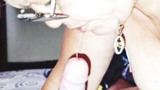 Stepmom makes me cum on her dick after a blowjob