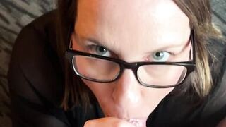 MILF in Glasses POV Blowjobhandjob, Cumshot
