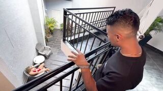 My stepmother is a blonde Colombian MILF who loves big cocks, I fuck her in interracial sex with my BBC, until creampie! David Bander and Karen Sleent