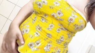 Your Aunt Emma is so horny! First, she sucks her big tits and masturbates her hairy and tight pussy! - Do you want to taste it? - 2 image