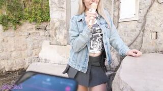 Romantic walk with remote controled vibrator in my pussy