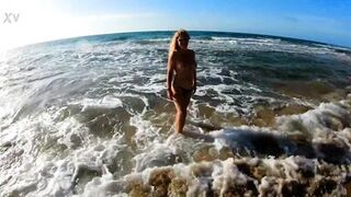 Hot Busty Nudist Milf Masturbates On Public Beach