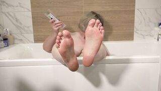 Do you want to wash my feet? Foot fetish from a mature milf in the bath. - 2 image