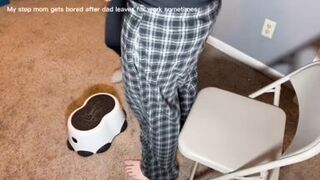 Interrupted my step son gaming to make him cum