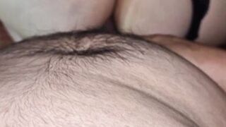 I was used my black panties and my husband couldn't resist the desire to fuck my big ass