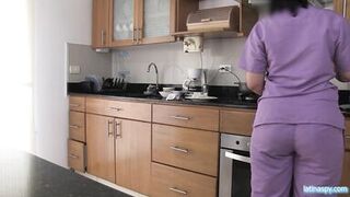 Step mom with huge round ass works as a maid and gets fucked by the boss