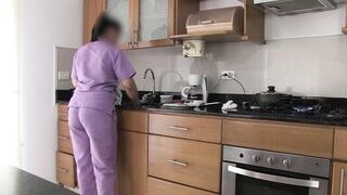 Step mom with huge round ass works as a maid and gets fucked by the boss