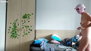 Voyeur - Amateur Milf Trys On Clothes At Home And Shows Saggy Tits And Hairy Pussy