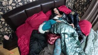 Several shiny down-jackets used for fucking and masturbating 267