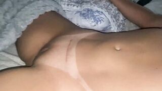 My stepmom's beautiful tanned pussy lets me touch her