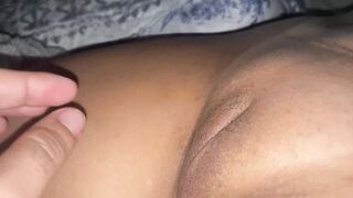 My stepmom's beautiful tanned pussy lets me touch her