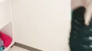 spying on stepmother while she cleans the house, brunette, Latina, big ass, busty.