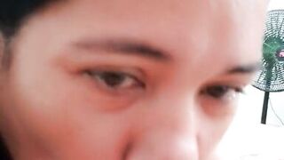 Beautiful neighbor sucking rich deep throat