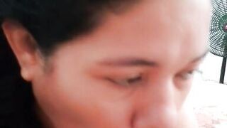 Beautiful neighbor sucking rich deep throat