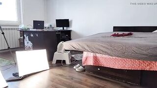 Sexy Latina Having Fun Trying on Clothes and Cutting Them.