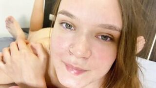 Stepdaughter airaccoon blows and sucks stepdad's huge cock for a new round of wild sex