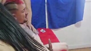 Watch La Potra Aleja & Zamira Culona team up to take on one lucky dude in a steamy homemade threesome!