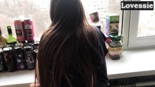 Watch Lovessie's POV kitchen domination & blowjob with a long, hard cock - 1 image