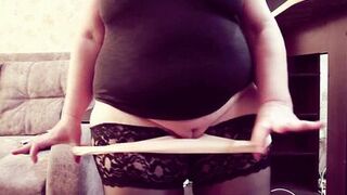 Watch curvy MILF Big Tits try on new panties & reveal her plump ass & natural tits up close - 10 image